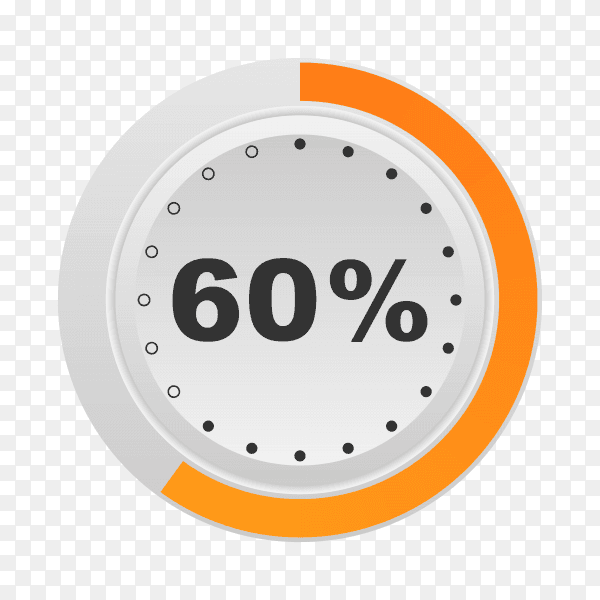 Circle percentage diagram showing 60% on transparent background PNG