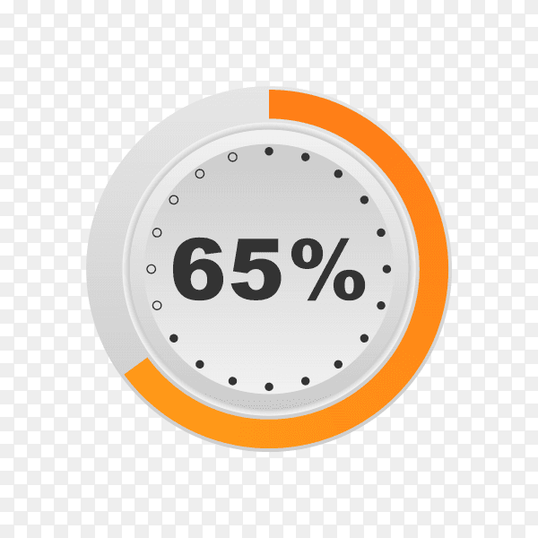 Circle percentage diagram showing 65% on transparent background PNG