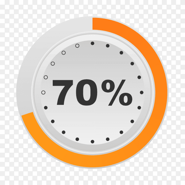 Circle percentage diagram showing 70% on transparent background PNG