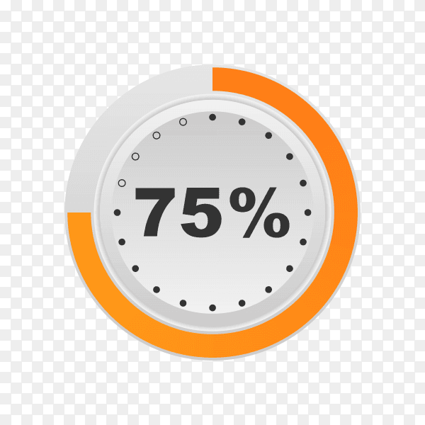 Circle percentage diagram showing 75% on transparent background PNG