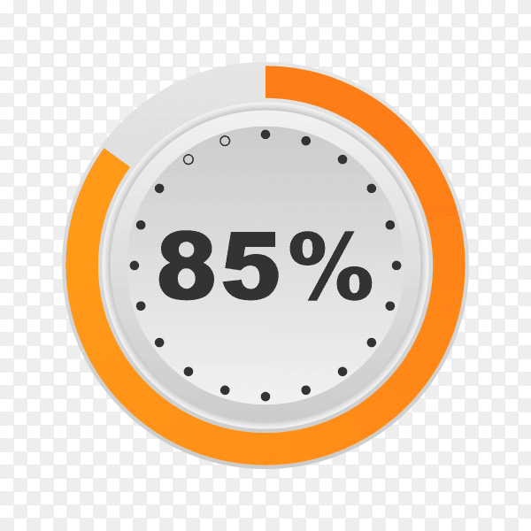 Circle percentage diagram showing 85% on transparent background PNG