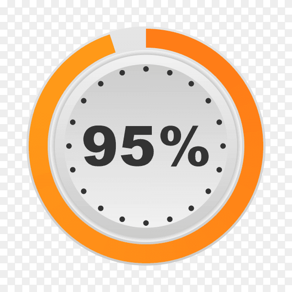 Circle percentage diagram showing 95% on transparent background PNG