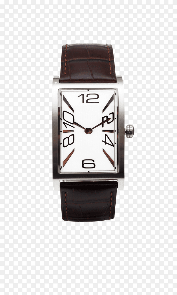 Classic Analog Men's Wrist Watch with leather belt wrist watch on transparent background PNG
