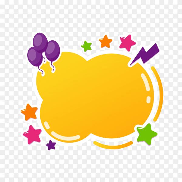 Colorful bubble for speech on transparent PNG