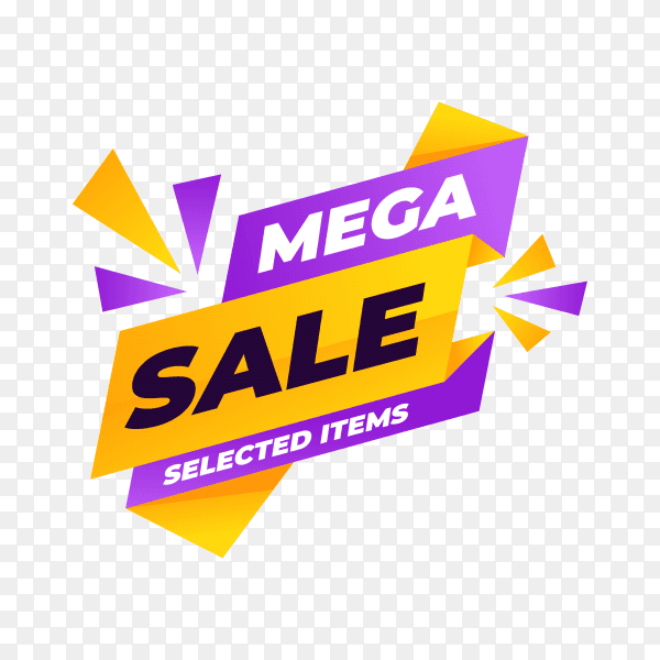 Colorful sales background origami style on transparent background PNG