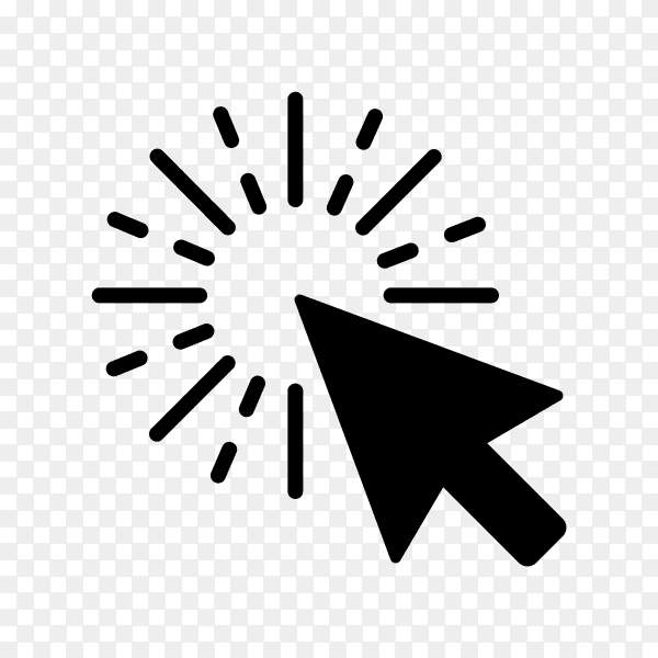 Computer mouse click cursor gray arrow icon on transparent background PNG