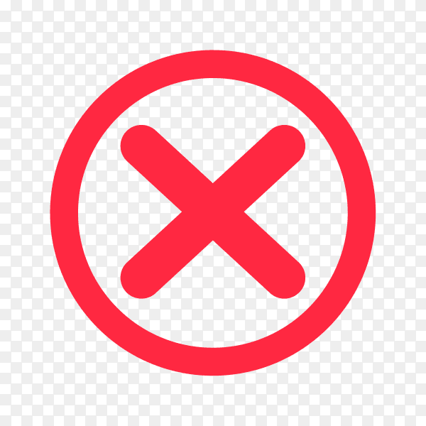Cross mark icon in red color on transparent background PNG