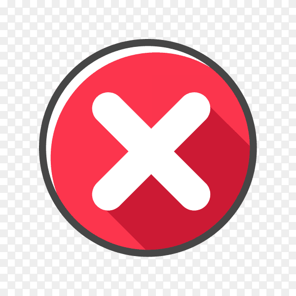 Cross mark isolated on transparent background PNG