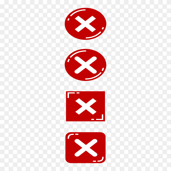 Cross marks icons isolated on transparent background PNG