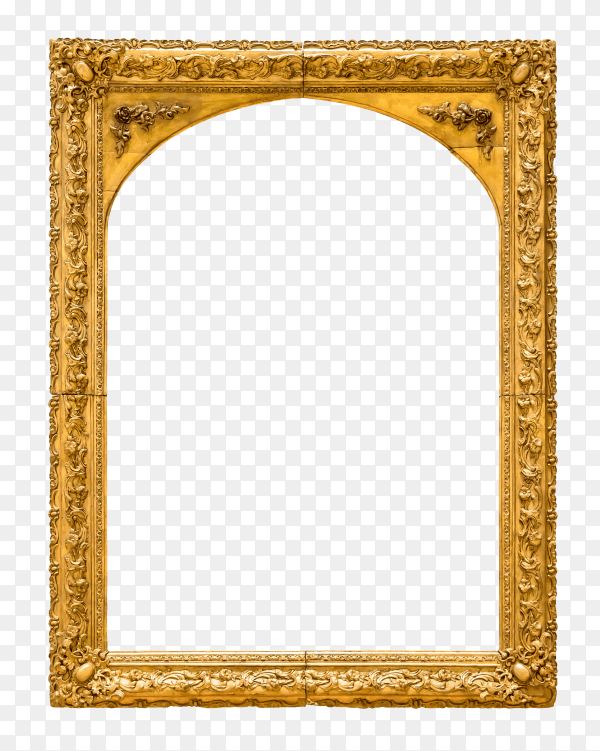 Decorative golden frame and border on transparent background PNG