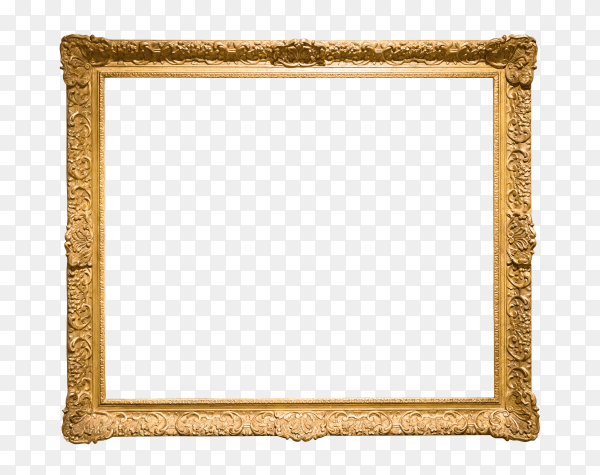 Decorative golden frame on transparent background PNG