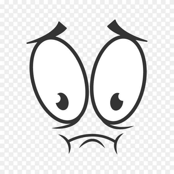 Disappointed emoticon isolated frustrated emotion. upset sad smiley, line art emoji on transparent background PNG