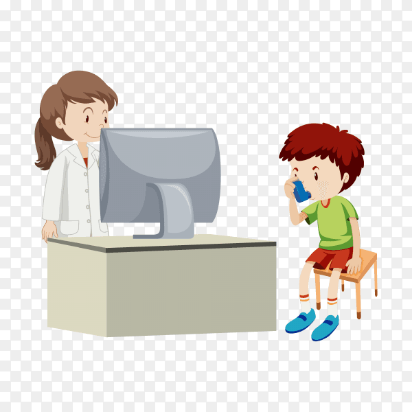 Doctor examining little boy illustration premium vector PNG