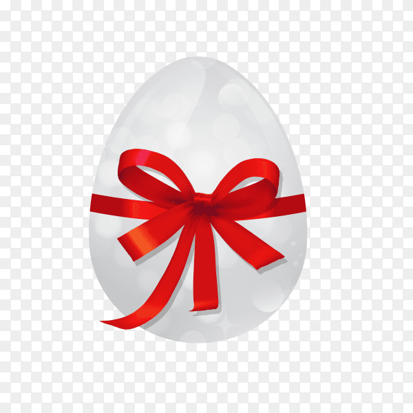 Easter egg with red bow and ribbon on transparent background PNG