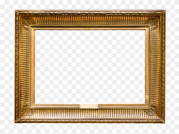 Empty vintage Wooden picture frame on transparent background PNG
