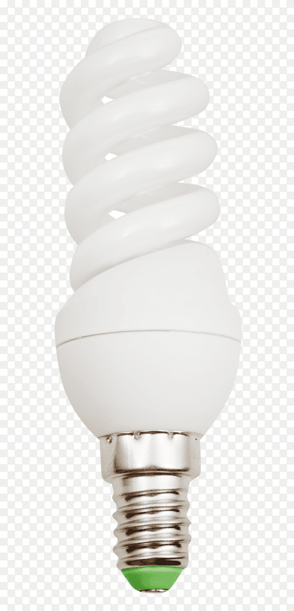 Energy saving fluorescent light bulb on transparent background PNG
