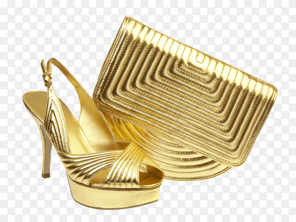 Female shoes and handbag on transparent background PNG