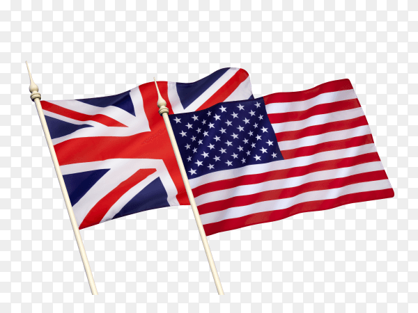 Flags of the united states and great Britain the special relationship between the united states on transparent background PNG
