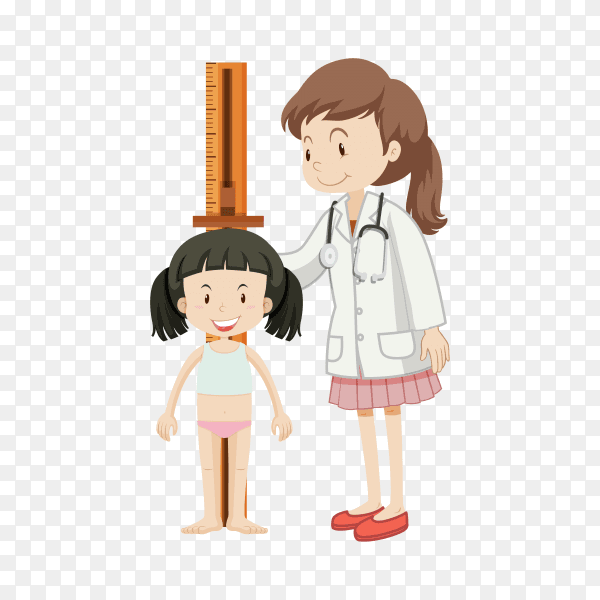 Girl On Medical Check-Up With Female Pediatrician Doctor Doing Physical Examination Measuring His Height on transparent background PNG
