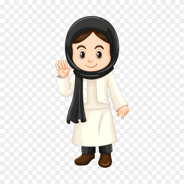 Girl in Kuwait costume on transparent background PNG