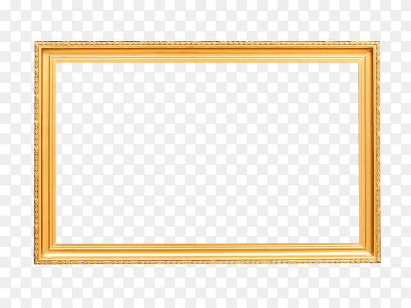 Gold photo or picture frame on transparent PNG