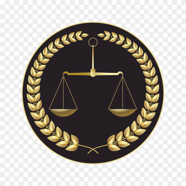 Golden law logo illustration on transparent background PNG