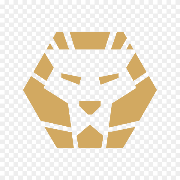 Golden lion logo on transparent background PNG