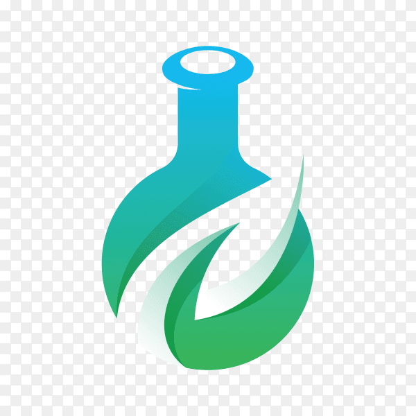Green leaf healthy labs logo design template on transparent background PNG