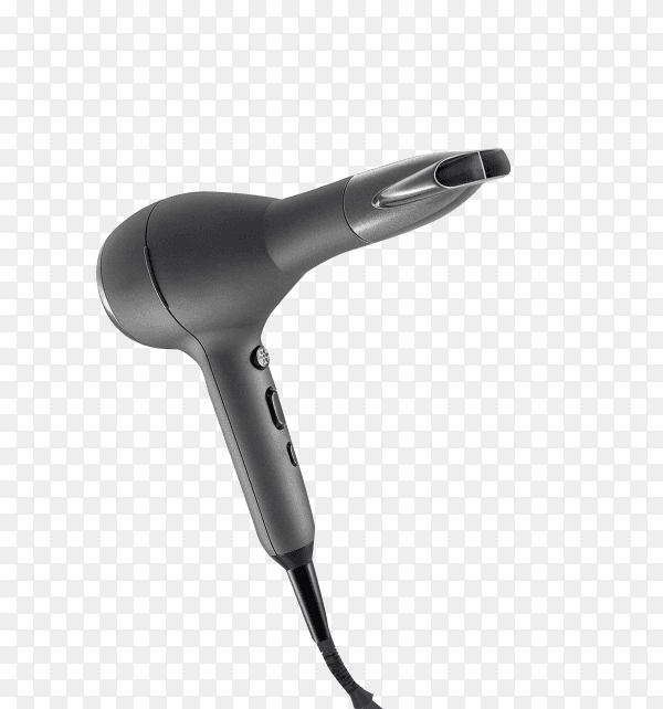 Hair dryer in black color on transparent background PNG