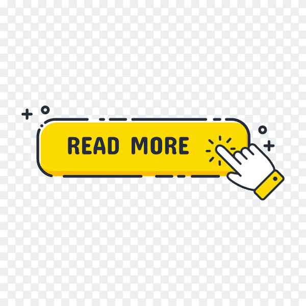 Hand cursor icon with yellow Read more button. Click here for links to websites on transparent background PNG