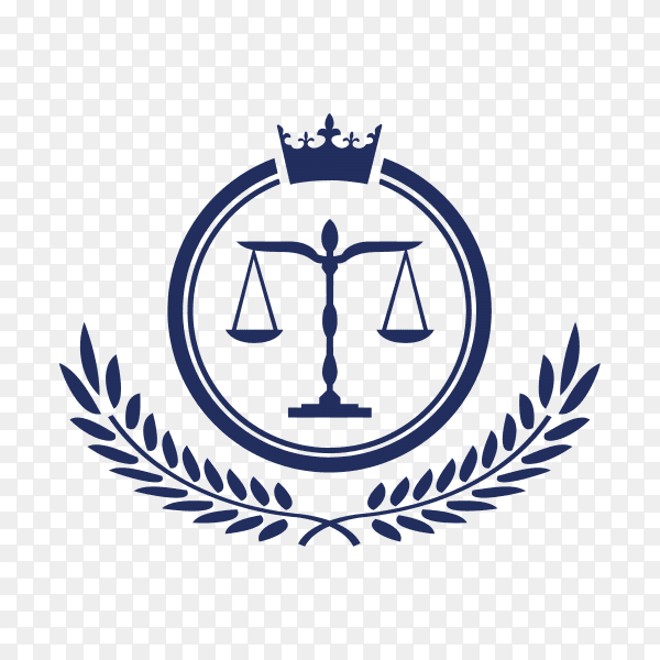 Hand drawn Law firm logo icon design. lawyer logo design in blue color on transparent background PNG