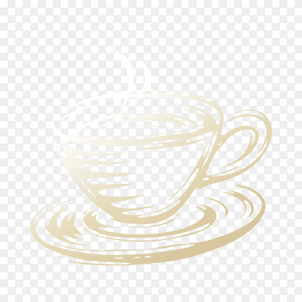 Hand drawn hot cup of coffee on transparent background PNG