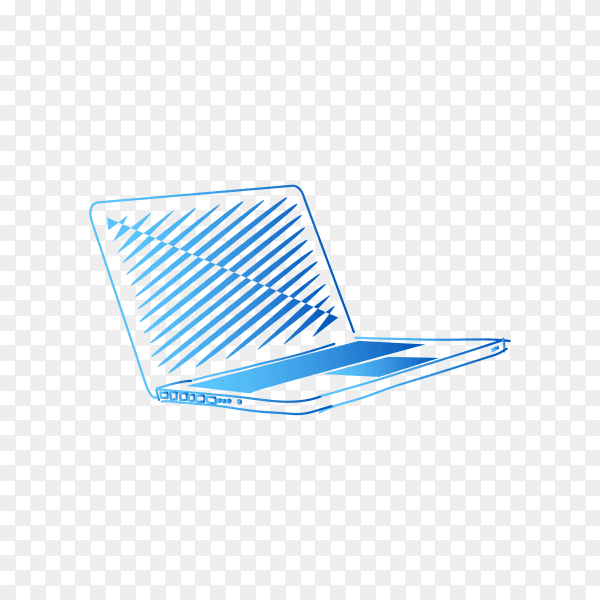 Hand drawn laptop on transparent background PNG
