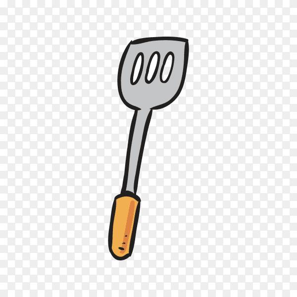 Hand drawn spatula isolated on transparent background PNG