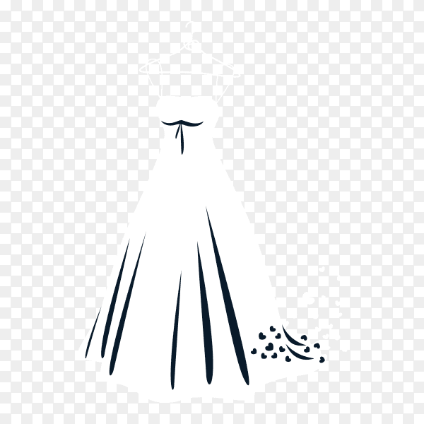 Hand drawn wedding dress on transparent background PNG