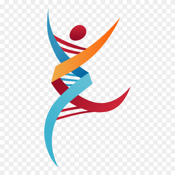 Human DNA logo icon design on transparent background PNG