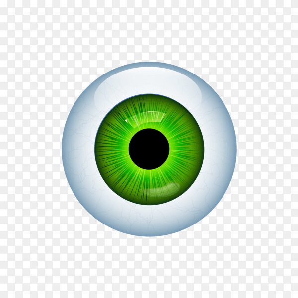Human eye with veins on transparent background PNG