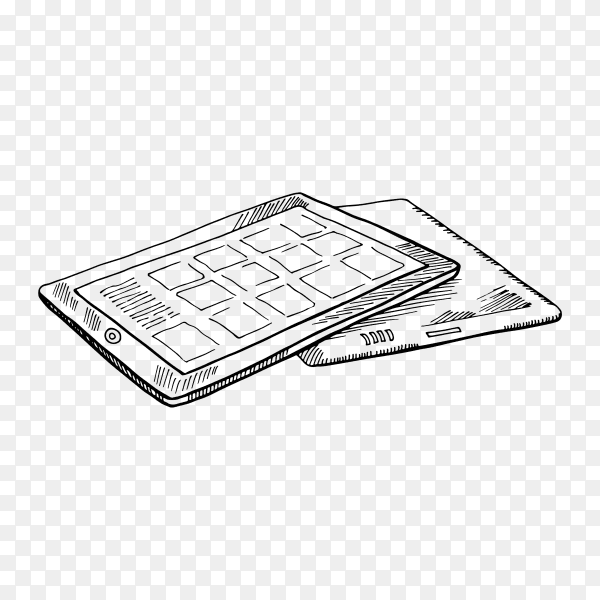 Illustration of tablet sketch hand drawn on transparent background PNG