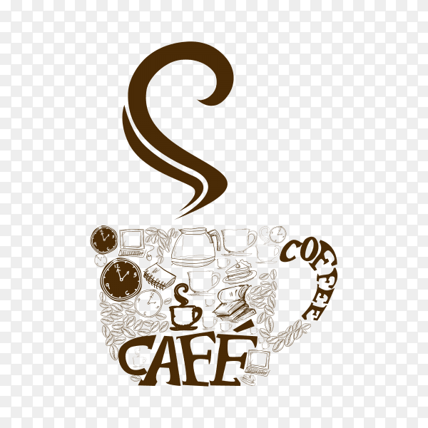 Illustration of coffee logo icon on transparent background PNG
