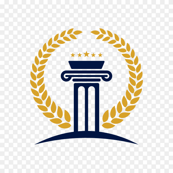 Justice law logo design template. attorney logo with pillar and star shape illustration on transparent background PNG