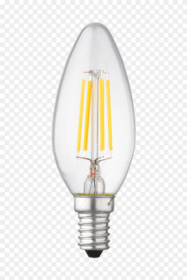 LED filament light bulb candle on transparent background PNG
