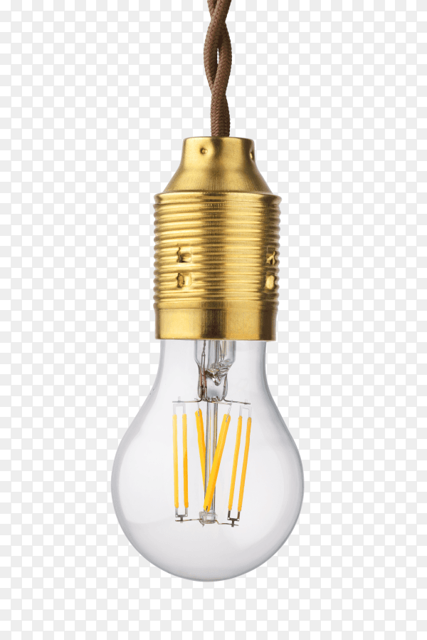 LED filament light bulb isolated on transparent background PNG