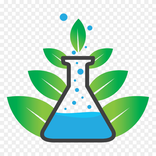 Lab and leaf logo illustration on transparent background PNG