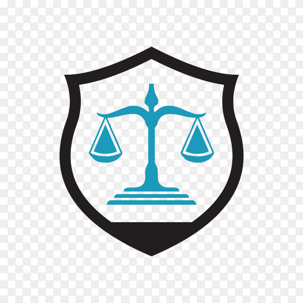 Law Firm logo and icon design template in blue color on transparent background PNG