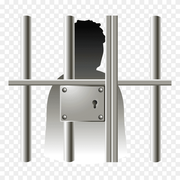 Law prisoner icon silhouette in jail isolated on transparent background PNG