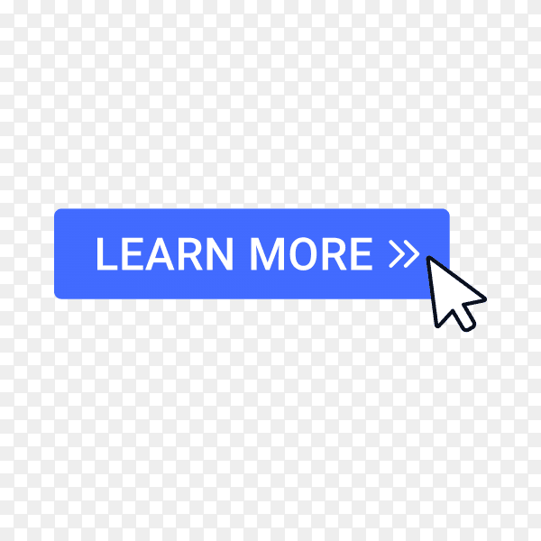 Learn more button with hand pointer clicking on transparent background PNG