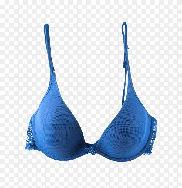 Light blue cute delicate lacework bra on transparent background PNG