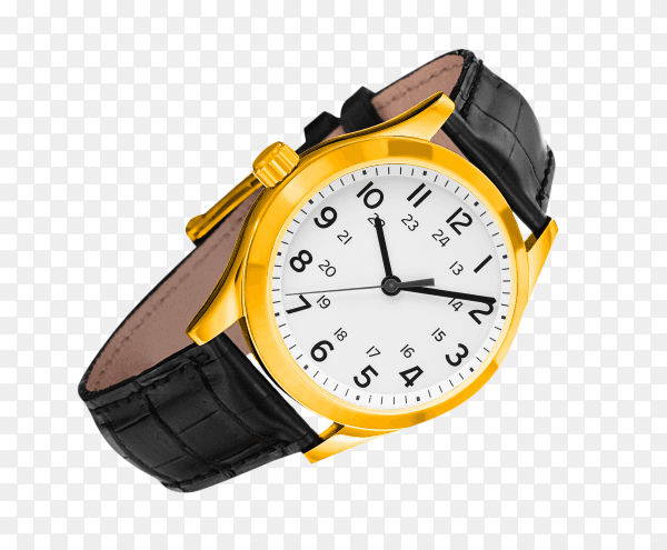 Luxury classic gold watch on transparent background PNG