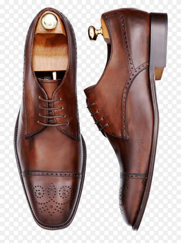 Male brown leather shoes isolated on transparent background PNG