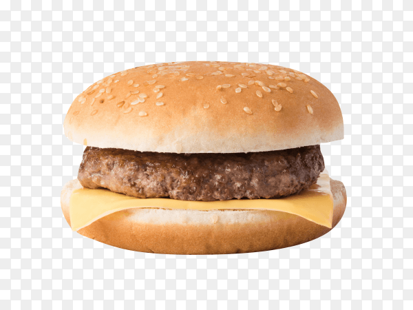 Meat burger with cheese on transparent background PNG